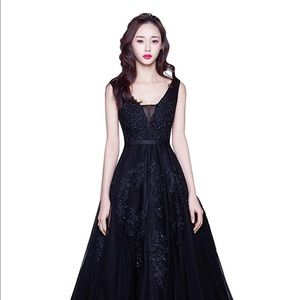 Black Lace and Tulle gown